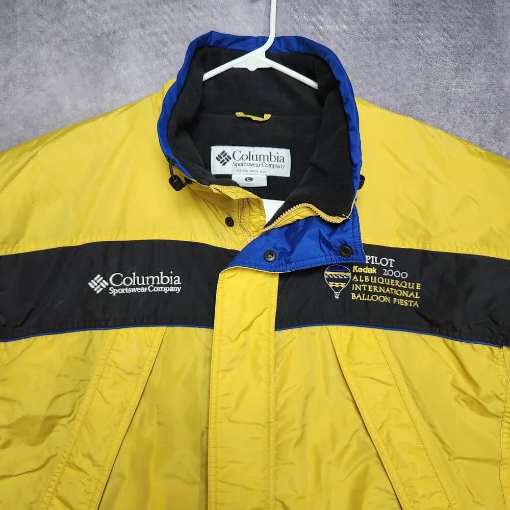 VTG Columbia Mens‎ Jacket size Large Yellow Zip Up Front Insulated Fleece Lined
